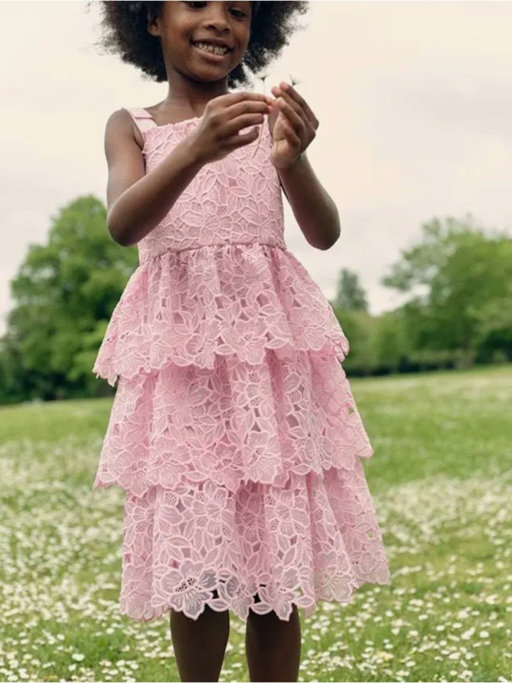 Self-portrait Pink Organza Lace Midi Dress Size 10-12